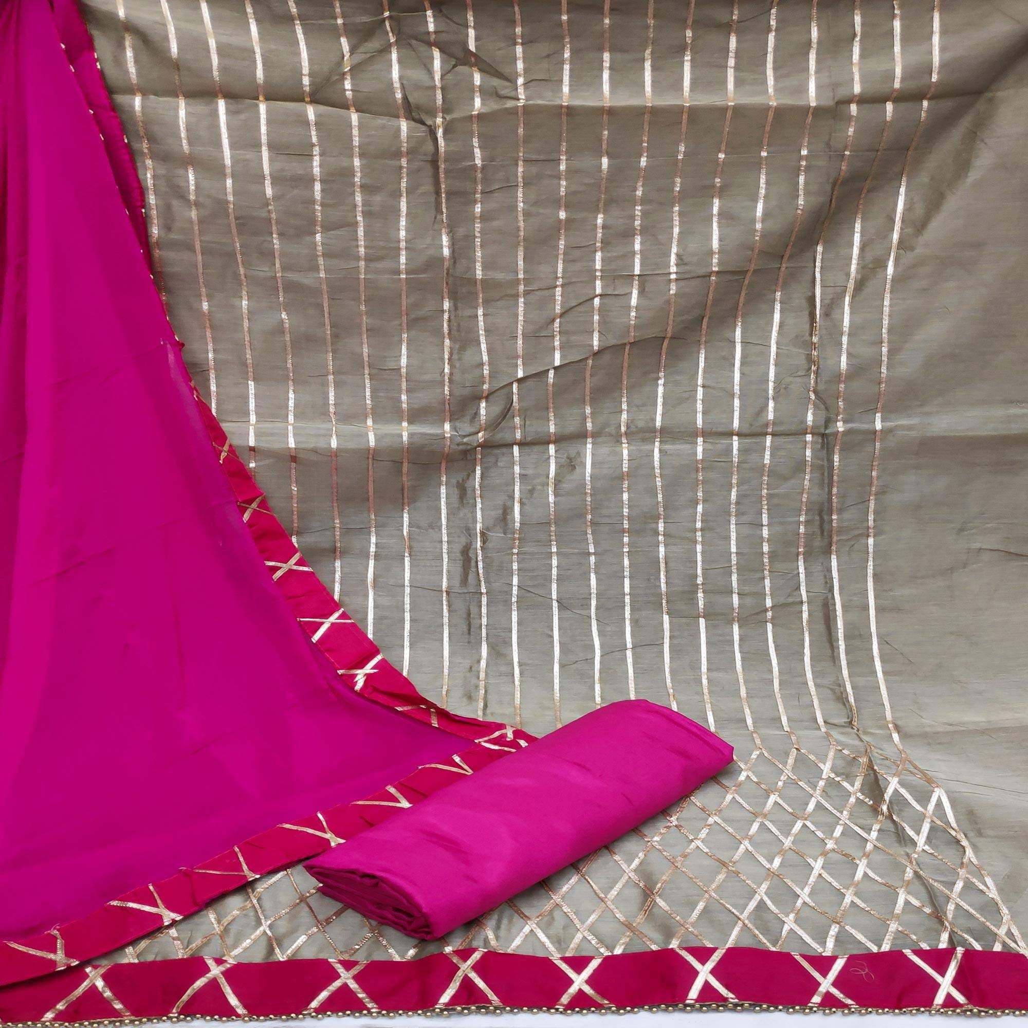 Biege Casual Wear Gotta Work Modal-Chanderi-Cotton Dress Material - Image 2