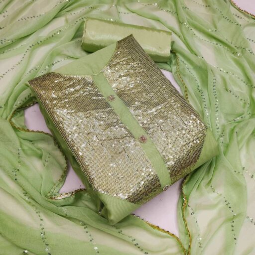 Green Festive Wear Sequence With Handwork Modal Dress Material