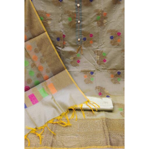 Brown Woven Jacquard Dress Material - Image 2