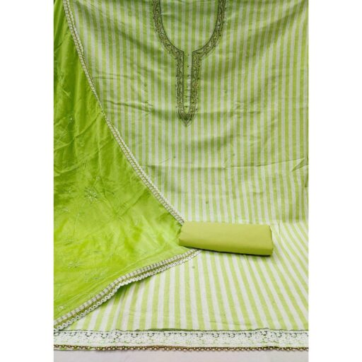 Green Printed Pure Cotton Dress Material - Image 2