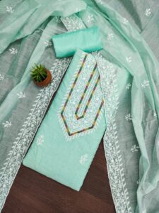 Aqua Modal With Lakhnavi Work Dress Material