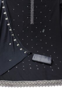 Black Fox Georgette With Embroidery Work And Najmeen Dupatta Dress Material - Image 2