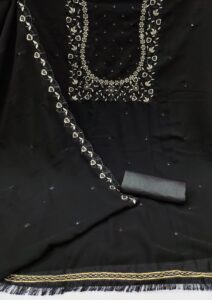 Black Georgette Work Dress Material - Image 2