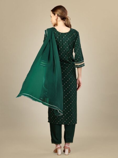 Dark Green Fully Stitched Kurti Pant Dupatta Design No 1109 - Image 2