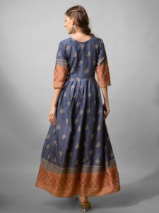Denim Blue Fully Stitched Rayon Anarkali Gown Design No 1156 - Image 2