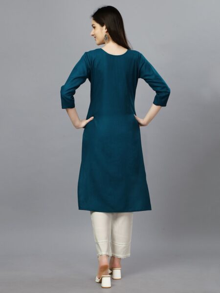 Fully Stitched Blue Casual Embroidery Kurti Design 1001 - Image 2