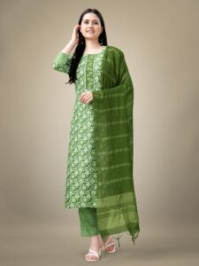 Green Fully Stitched Rayon Kurti Pant Dupatta Design No 1132