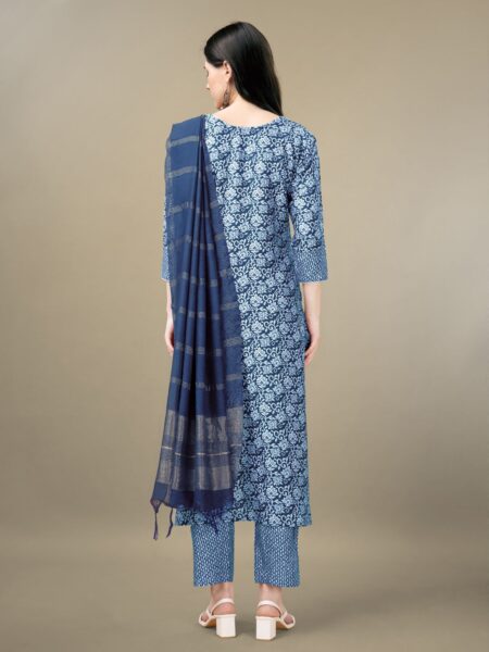 Light Blue Fully Stitched Rayon Kurti Pant Dupatta Design No 1132 - Image 2