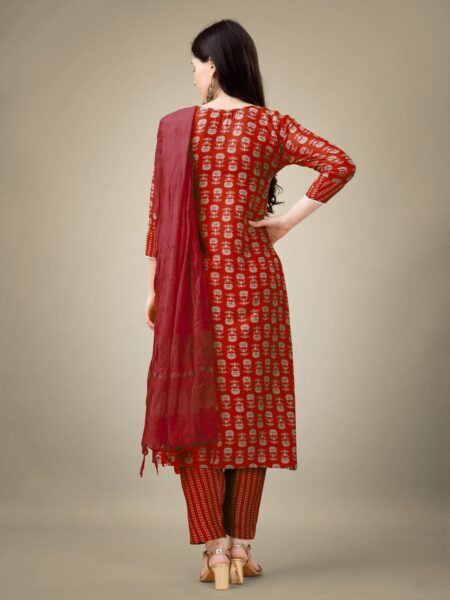 Maroon Fully Stitched Rayon Kurti Pant Dupatta Design No 1131 - Image 2