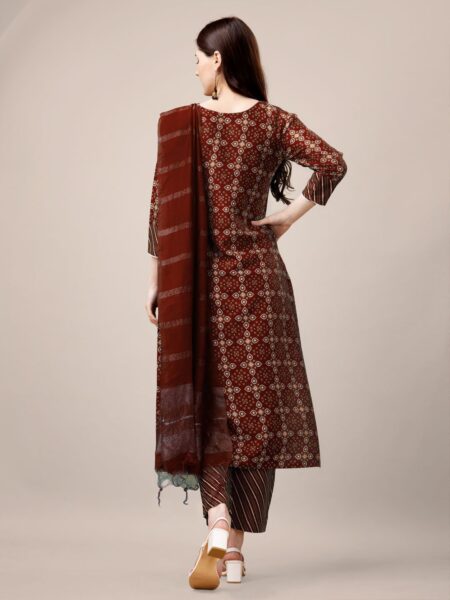 Maroon Fully Stitched Rayon Kurti Pant Dupatta Design No 1137 - Image 2