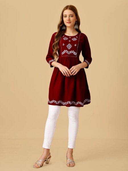 Maroon Fully Stitched Western Top