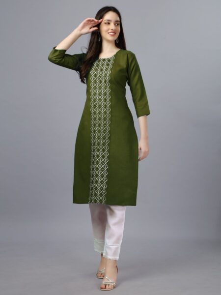 Mehendi Fully Stitched Casual Embroidery Kurti Design No 1006