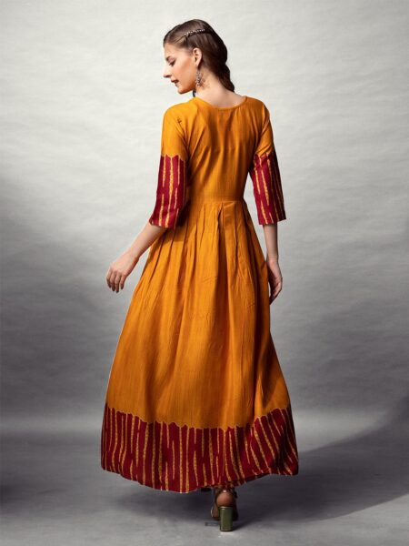 Mustard Fully Stitched Rayon Anarkali Gown Design No 1158 - Image 2