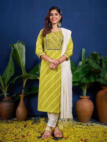 Parrot Fully Stitched Rayon Kurti Pant Dupatta Design No 1077