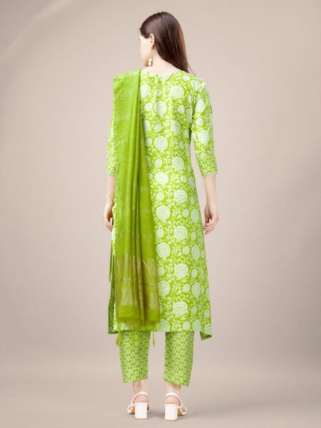 Parrot Fully Stitched Rayon Kurti Pant Dupatta Design No 1139 - Image 2