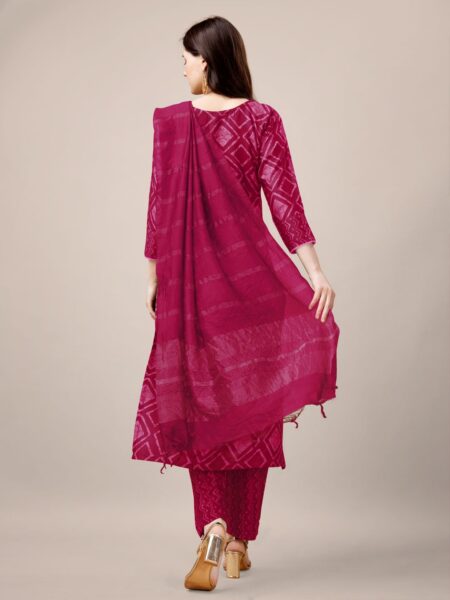 Pink Fully Stitched Rayon Kurti Pant Dupatta Design No 1138 - Image 2