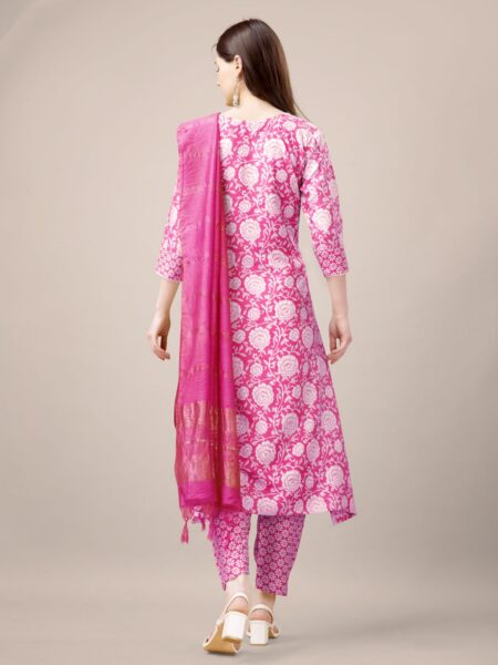 Pink Fully Stitched Rayon Kurti Pant Dupatta Design No 1139 - Image 2