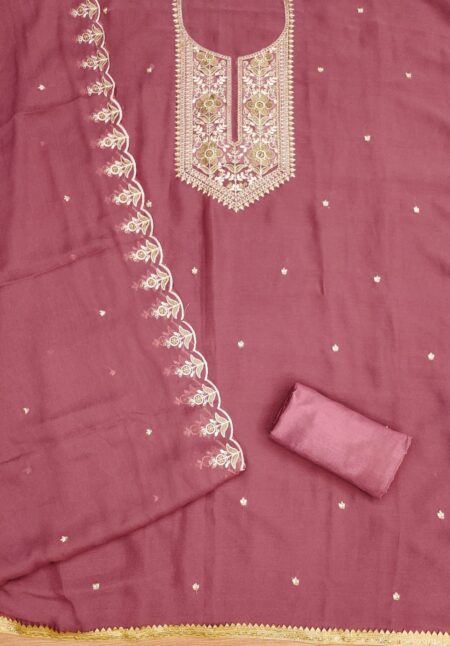 Pink Star Georgette With Work And Matching Dupatta Dress Material - Image 2