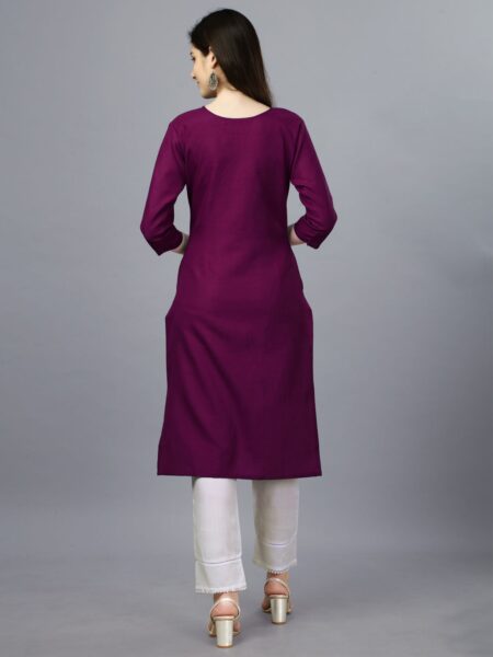 Purple Fully Stitched Casual Embroidery Kurti Design No 1006 - Image 2