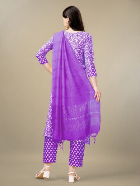 Purple Fully Stitched Rayon Kurti Pant Dupatta Design No 1133 - Image 2