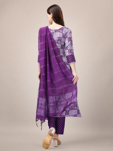 Purple Fully Stitched Rayon Kurti Pant Dupatta Design No 1135 - Image 2