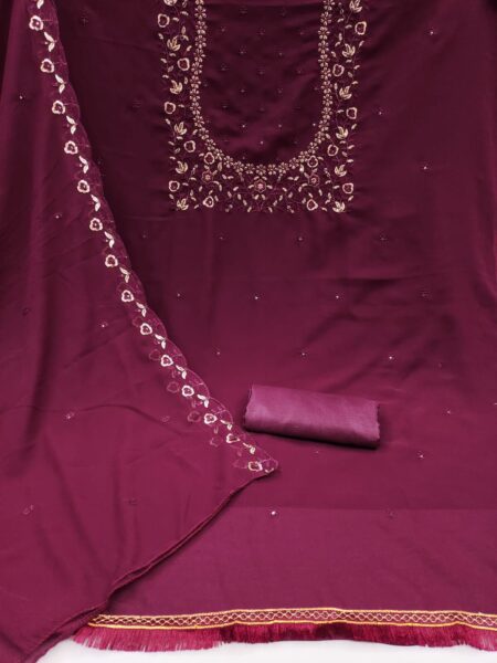 Purple Georgette Work Dress Material - Image 2