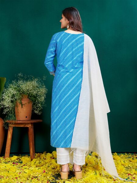 SkyBlue Fully Stitched Rayon Kurti Pant Dupatta Design No 1077 - Image 2