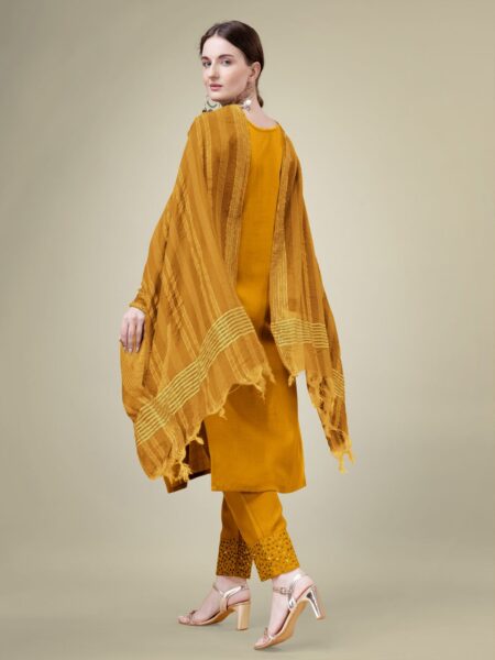 Yellow Fully Stitched Cotton Blend Kurti Pant Dupatta Design No 1111 - Image 2