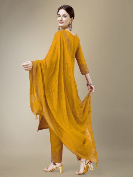 Yellow Fully Stitched Cotton Blend Kurti Pant Dupatta Design No 1115 - Image 2