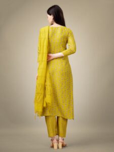 Yellow Fully Stitched Rayon Kurti Pant Dupatta Design No 1131 - Image 2