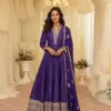 AARADHANA 3 PCS Pure Viscos Jacquard Silk Gown Set | ER - Design Number 5