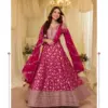 AARADHANA 3 PCS Pure Viscos Jacquard Silk Gown Set | ER - Design Number 7