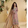 ANIKA Premium Natural Crep Silk Printed Set with Aari Work | ER - Design Number 1