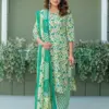 Design 2029 Pista Cotton Blend Kurti Pant Dupatta - Design Number 1