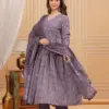 Design 2037 Purple Rayon Printed Kurti Pant Dupatta - Design Number 3