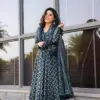 Design 2046 NavyBlue Rayon Printed Kurti Pant Dupatta - Design Number 2