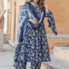 Design 2054 NavyBlue Rayon Printed Kurti Pant Dupatta - Design Number 1