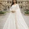 Dhanvi Off White Fully Stitched Gown with Dupatta - Design Number 2