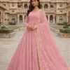 Dhanvi-Pink Fully Stitched Gown with Dupatta - Design Number 1