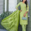 Fully Stiched Cotton Kurti Pant Dupatta Design 2029 Parrot - Design Number 1