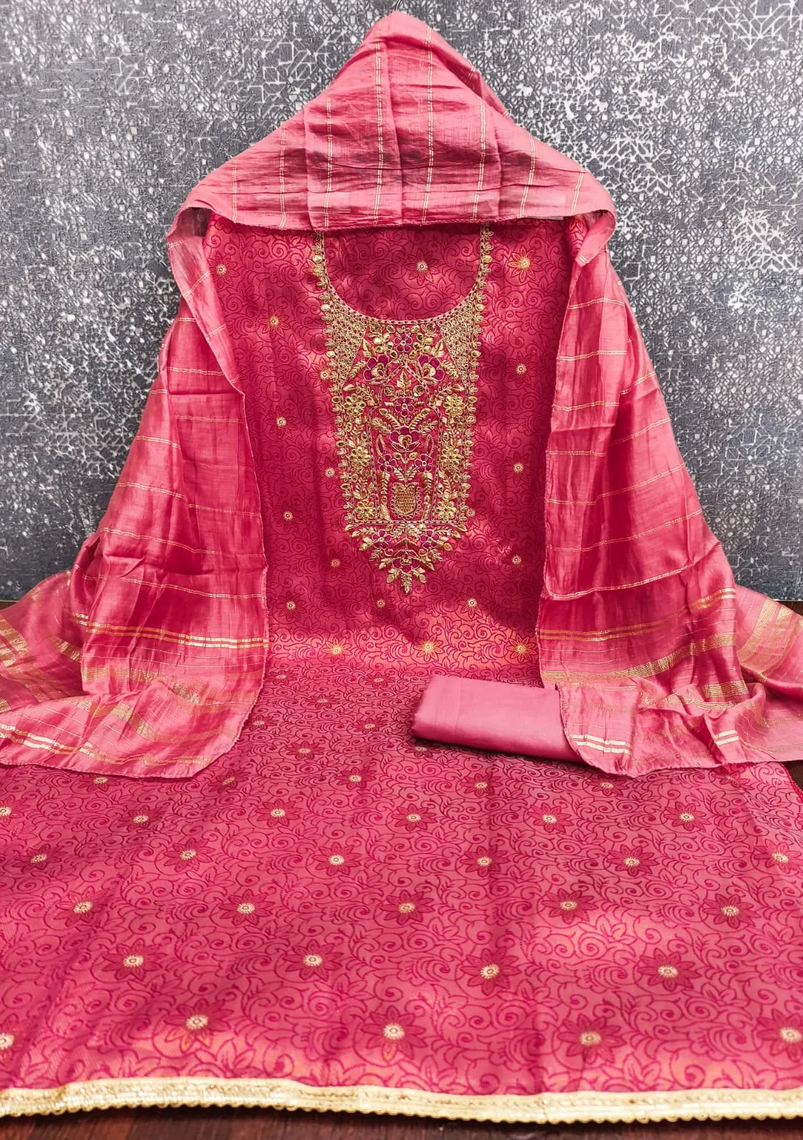 JIANA Simmer Silk Zakard Koddling Squance Work with Santoon Bottom and Chanderi Silk Dupatta - Design Number 1