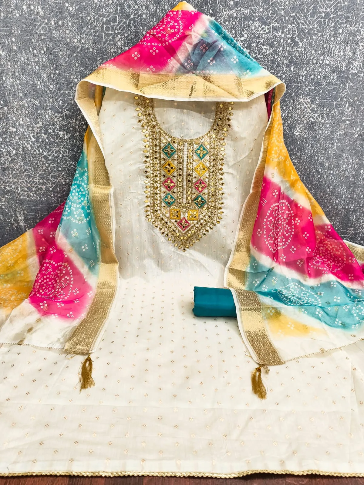 Kiara Modal Rajvadi Booti Koddling Gotapatti Work Dress Material - Design Number 1