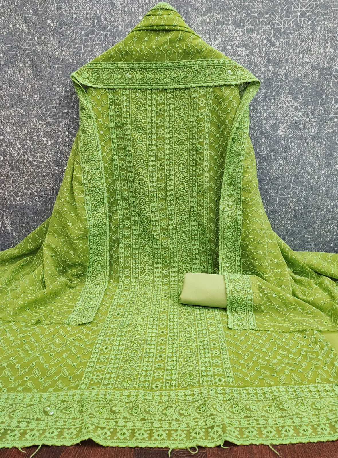 Meera Jorjat Heavy Multi Siffly Work Dress Material - Design Number 1