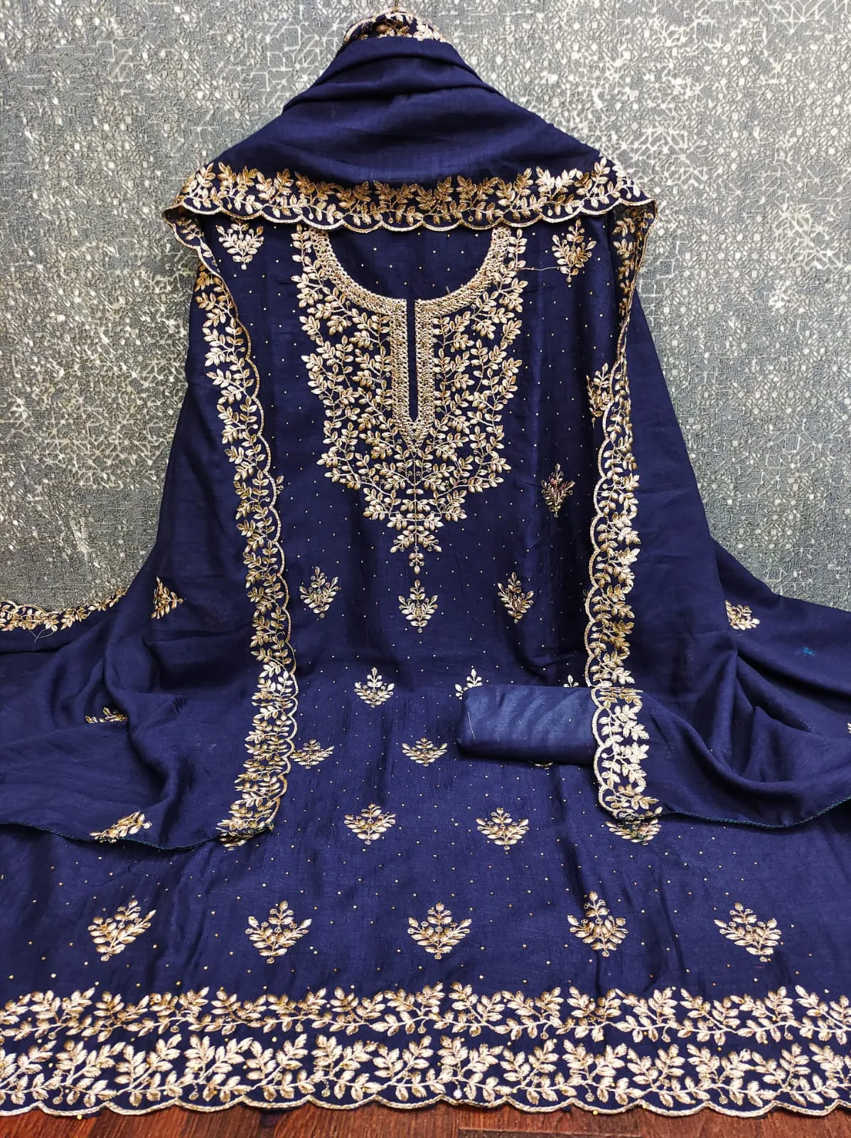 Nagin Vichitra Silk Multi Work Dress Material - Design Number 1