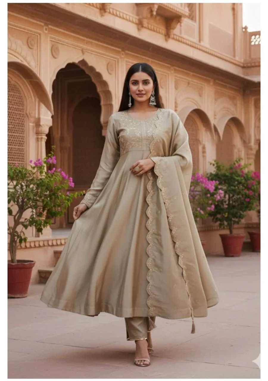 NEW HEAVY FULLY STITCHED ANARKALI SUIT SET WITH CORDING EMBROIDERY - Design Number 1