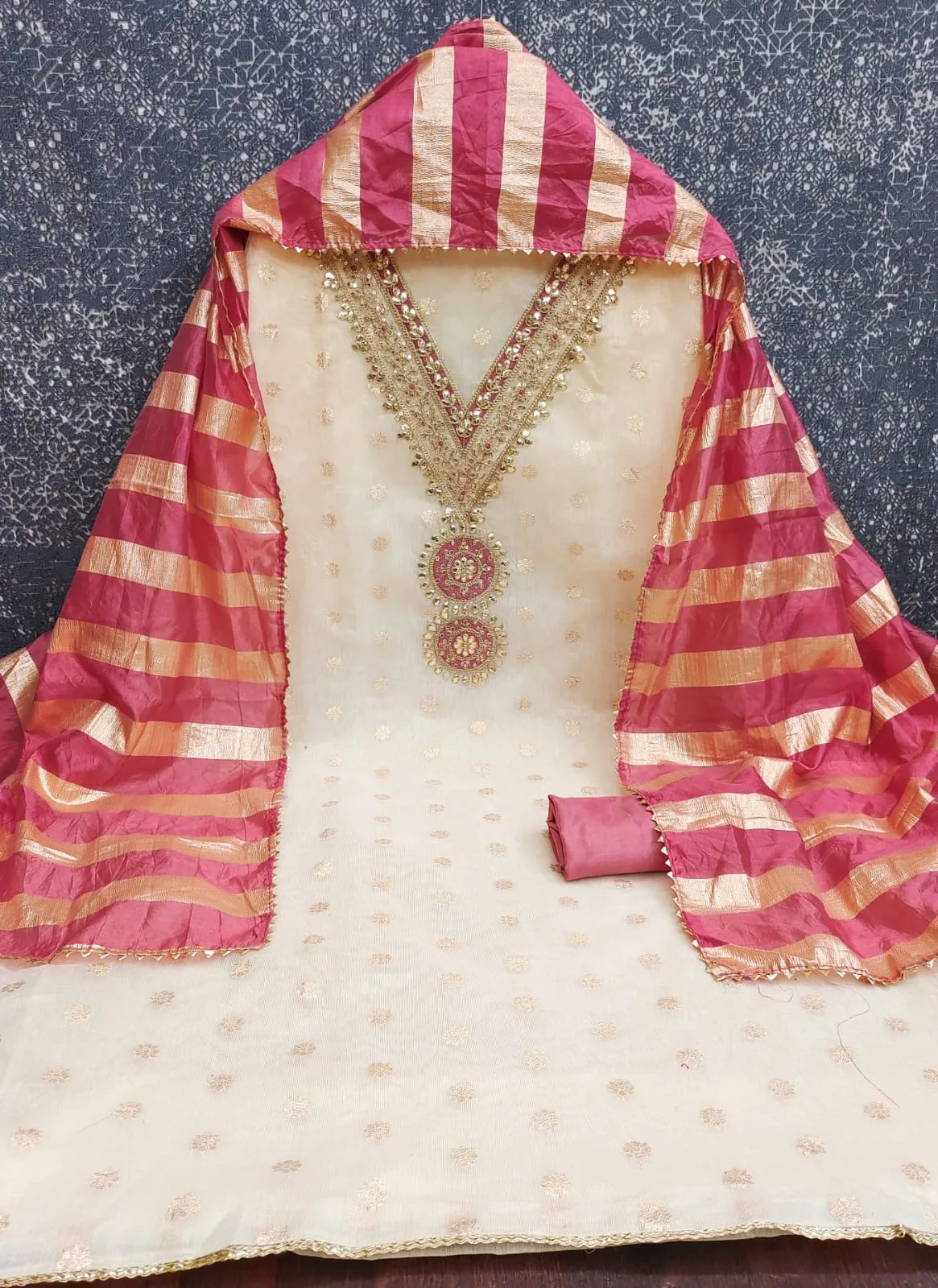 Padma Simmer Silk Multi Koding Squance Work Santoon Chanderi Silk Fancy Zakard - Design Number 1