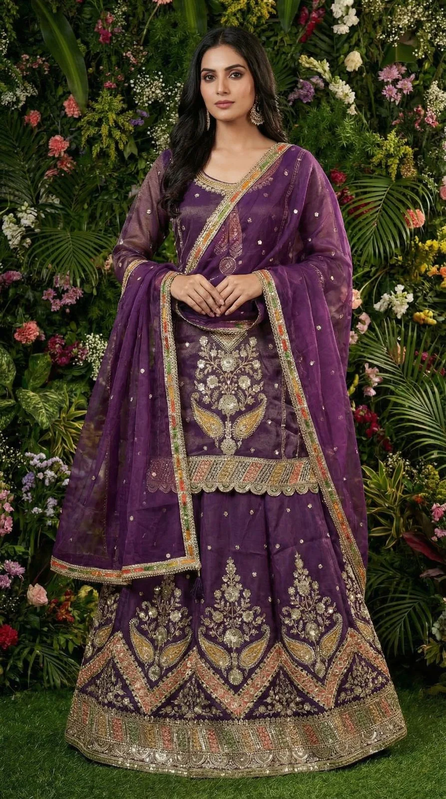 Ready Made Lehenga Choli Set in Real Simmer Silk and Real Tabi Silk - Design Number 1