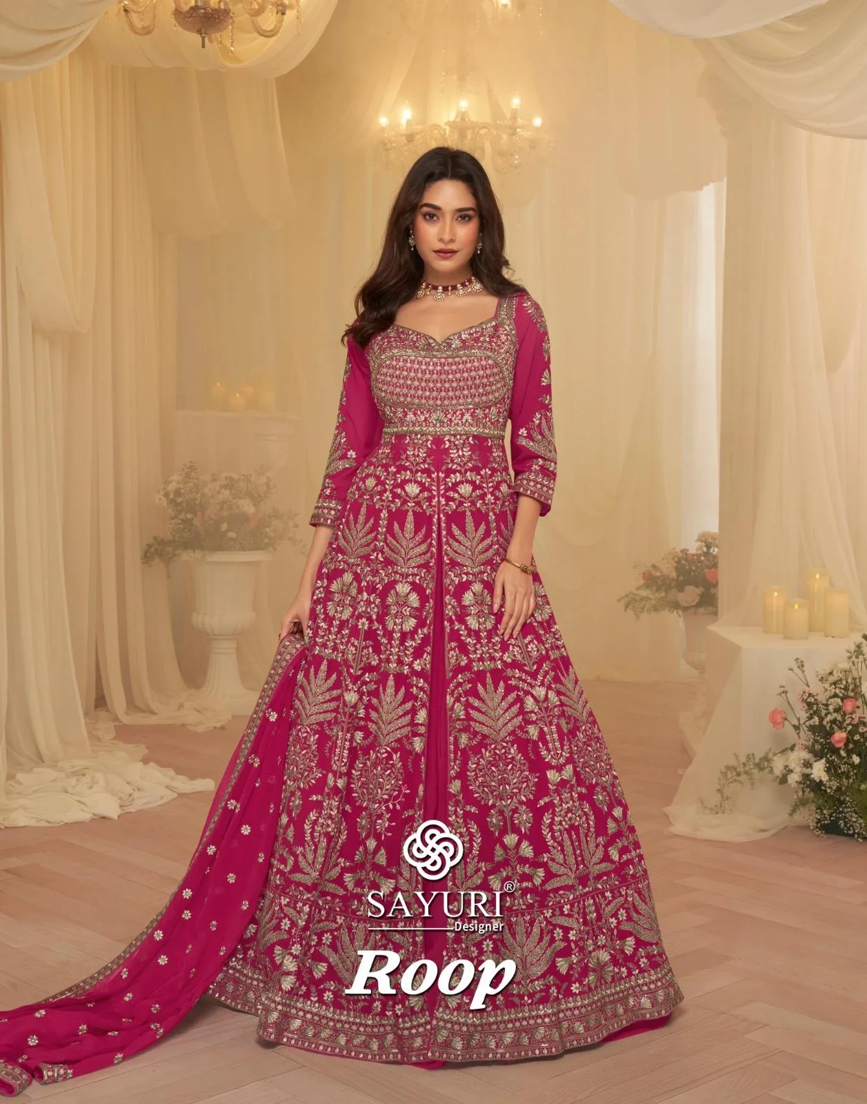 Roop 2PC Set Premium Real Georgette Heavy Embroidered | ER - Design Number 1