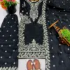 SRK-5316 GMY SILK Heavy Embroidery Sequence Work Top-Bottom Dupatta Set - Design Number 3