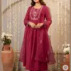 Women's Premium Vichitra Silk Embroidered Flared Kurta Set SKU Tulsi - Design Number 2